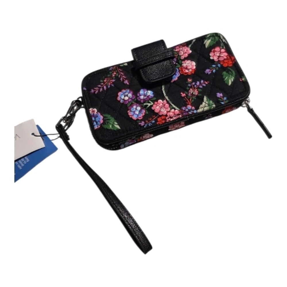 Floral Black Phone Wristlet